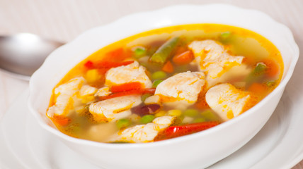 chicken soup with fresh vegetables