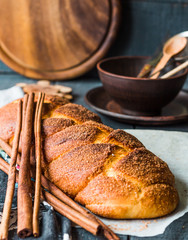 cinnamon bun browned crust, sweet pastries