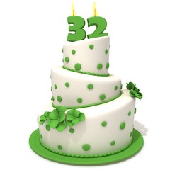 Birthday cake with number thirty two