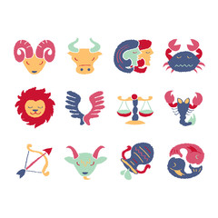 Set of 12 Zodiac Signs - freehand drawing vector illustration