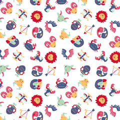 Set of 12 Zodiac pattern - freehand drawing vector illustration