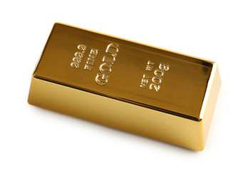 Gold bar isolated on white