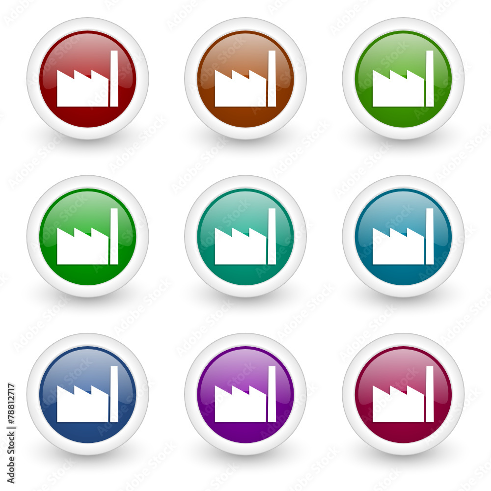 Poster factory vector icon set