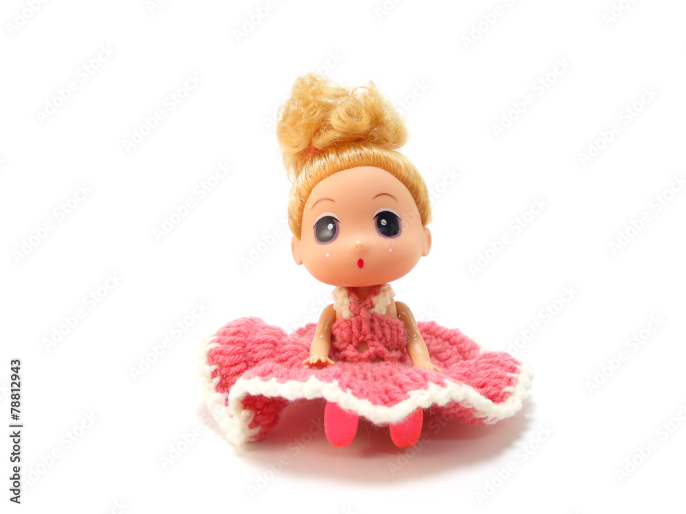 Wall mural baby girl cute doll with knitting dress