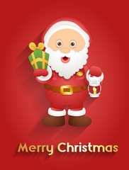 Cute Santa with Gift and Lantern