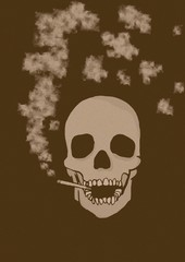 Smoking skull vintage