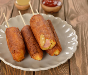 Homemade corn dogs