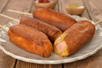 Homemade corn dogs
