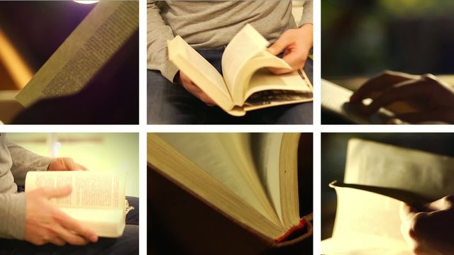 Collage of book reading