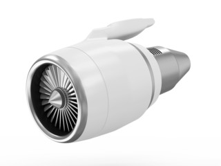 Modern Airplane Jet Engine Turbine isolated on white background
