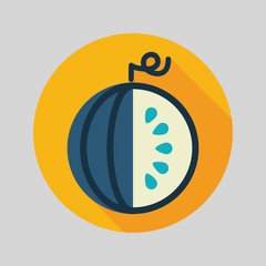 Watermelon flat icon with long shadow