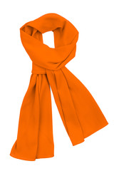 Orange silk scarf isolated on white background