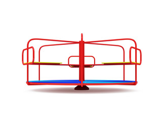 Playground carousel. Merry-go-round isolated on white background