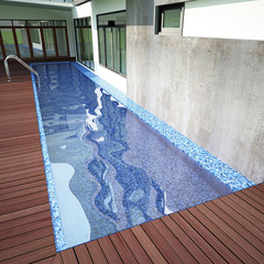 3D render of swiming pool in backyard