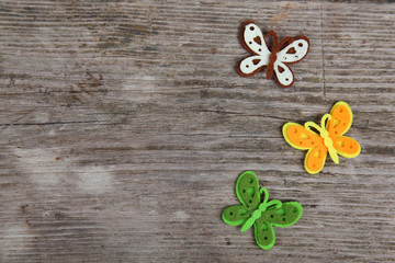 Butterflies and flowers made of cloth
