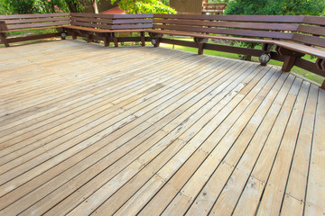 Fototapeta premium wooden decking in terrace