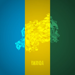Low Poly Rwanda with National Colors