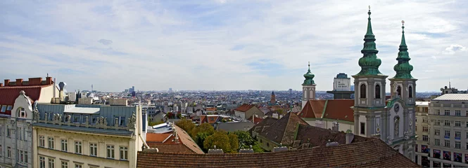 Fotobehang Panorama des des Wiener Bezirkes Mariahilf © leopold