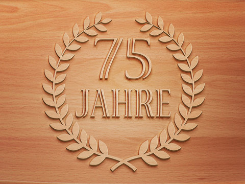 75 Jahre - Lorbeer - Holz H.