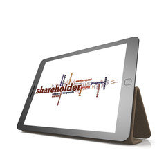 Shareholder word cloud on tablet