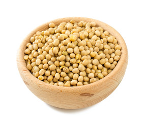 soya beans in a bowl isolated on white