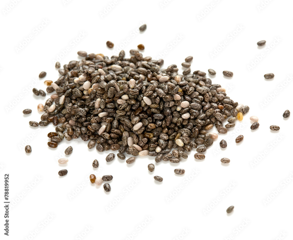 Sticker chia seeds isolated on white