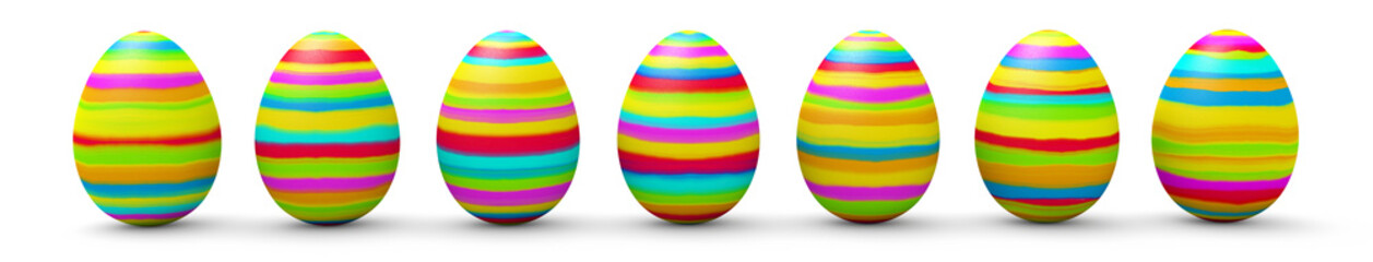 Ostereier, Ostern, Eier, bemalt, bunt, farbig, nebeneinander, 3D