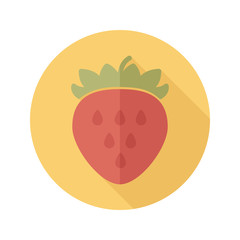 Strawberry flat icon with long shadow