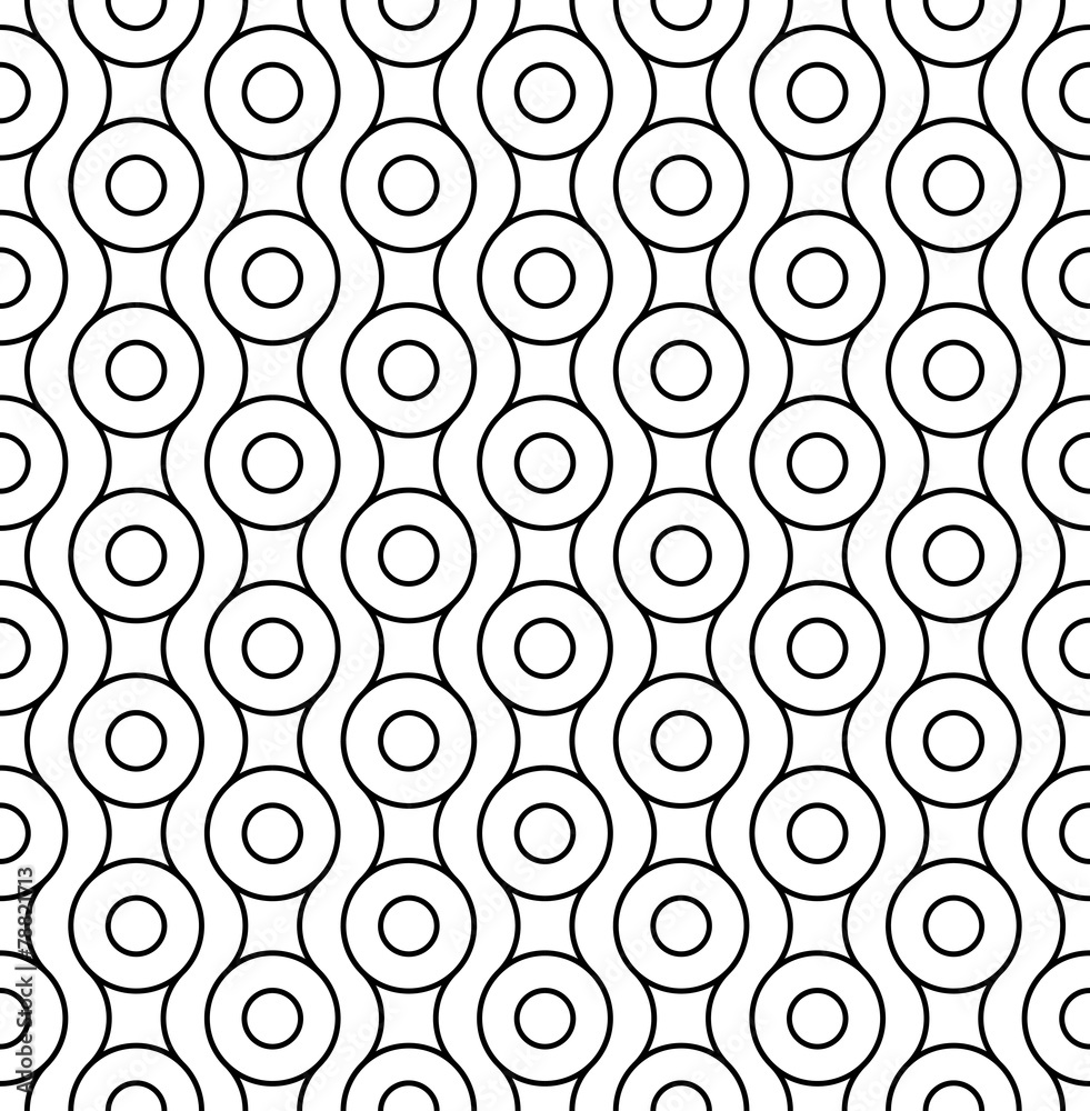 Wall mural black and white geometric seamless pattern with circle.