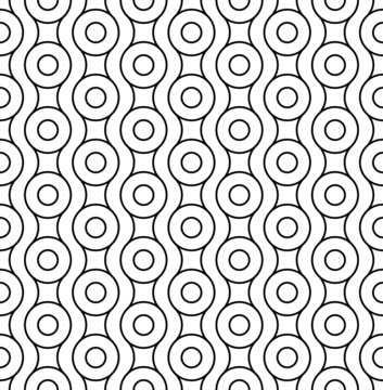 Black And White Geometric Seamless Pattern With Circle.