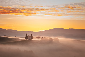 Sunrise over the chapel Vitaleta, beautiful landscape in the mis © Jarek Pawlak