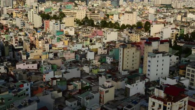 Time Lapse of Shadows sweeping Across Rooftops in Ho Chi Minh City Vietnam