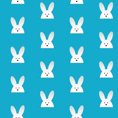 Happy Easter Rabbit Bunny Blue Seamless Background