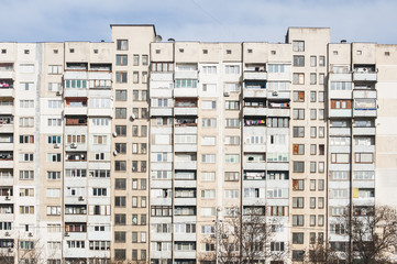 Large obsolete residential block in poor neighborhood