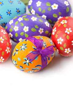 Easter eggs on white