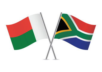 South Africa and Madagascar flags. Vector illustration.