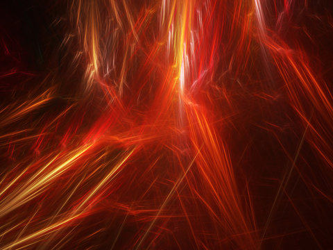 Hot glowing fiery lines in space