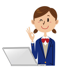 女子学生　パソコン　ばっちり