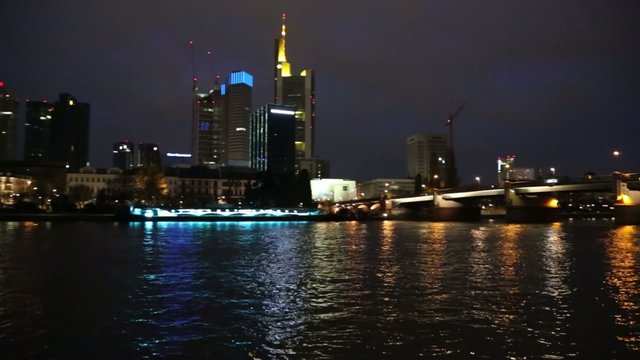 Frankfurt am Main city skyline night view
