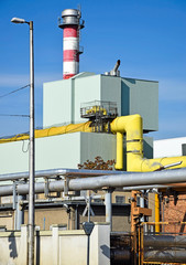Pipeline and smoke stack of the power station