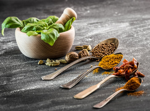 basil and spices