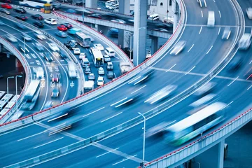 Foto op Plexiglas busy traffic on the interchange bridge © chungking