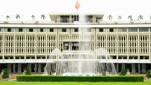 Zoom Out - Front Entrance - Independence Palace - Ho Chi Minh City Vietnam