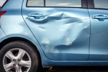 Naklejka premium Body of car get damage by accident
