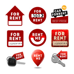 For rent signs, real estate icons, labels