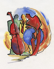 Jazz trio playing music