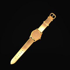 Golden watch isolated on a black  background