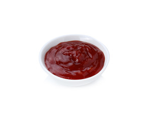 Tomato sauce in a bowl isolated white background