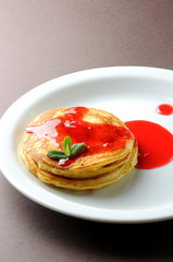 pancakes on a white plate