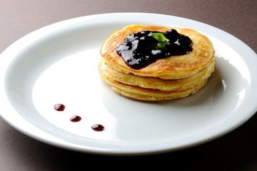 pancakes on a white plate